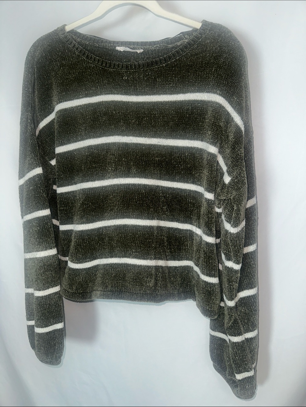 Double zero Cozy green and White Striped Women’s Sweater